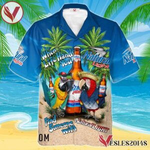 Parrot Natural Light Hawaiian Shirt, Best Summer Gifts For Fans - Vesles2014S
