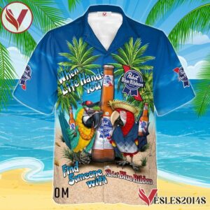 Parrot Pabst Blue Ribbon Hawaiian Shirt, Best Summer Gifts For Fans - Vesles2014S