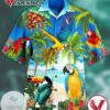 Parrot Tropical Flowers Print Short Sleeve Hawaiian Casual Shirt Vesles2014S