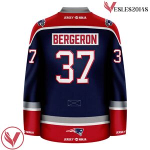 Patrice Bergeron 37 Boston Bruins Patriots Blue Hockey Jersey, Gifts For Ice Hockey Fans - Vesles2014S 2