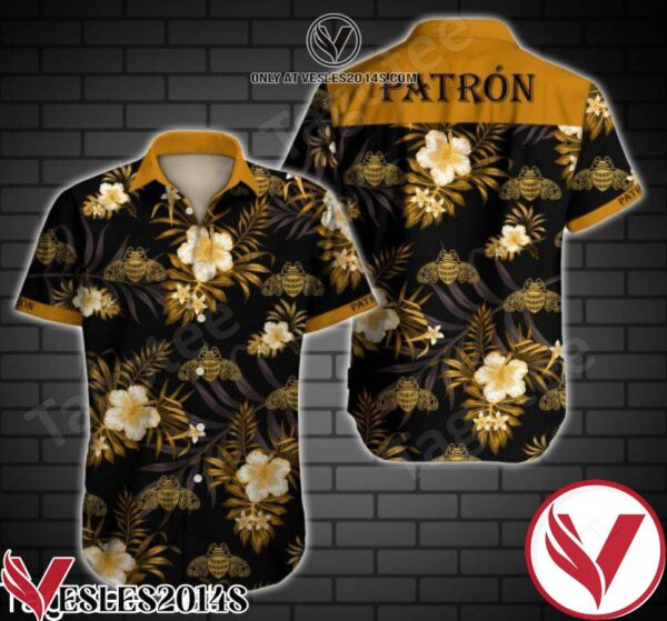 Patron Yellow Tropical Floral Black Hawaiian Shirt, Unique Gifts For Friends - Vesles2014S 1