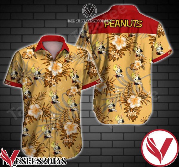 Peanuts Snoopy And Charlie Brown Orange Tropical Floral Hawaiian Shirt, Unique Gifts For Friends - Vesles2014S 1
