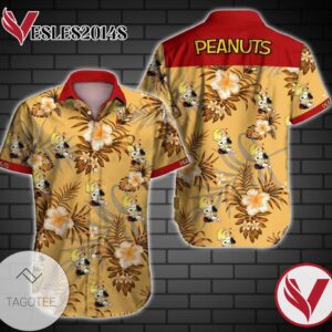 Peanuts Snoopy Hawaiian Graphic Print Short Sleeve Hawaiian Casual Shirt Vesles2014S 1