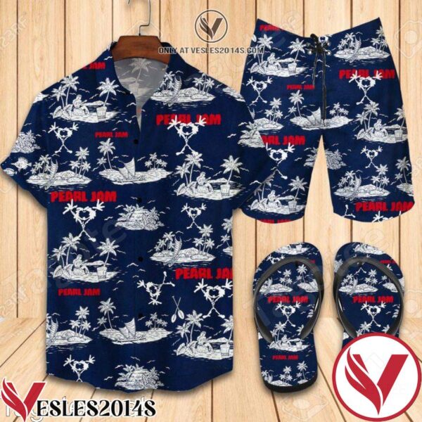 Pearl Jam Combo Hawaiian Shirt, Beach Shorts And Flip Flop, Unique Gifts For Friends - Vesles2014S 1
