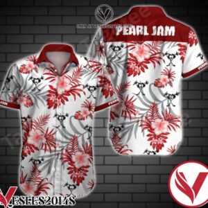 Pearl Jam Red Tropical Floral White Hawaiian Shirt, Unique Gifts For Friends - Vesles2014S 1