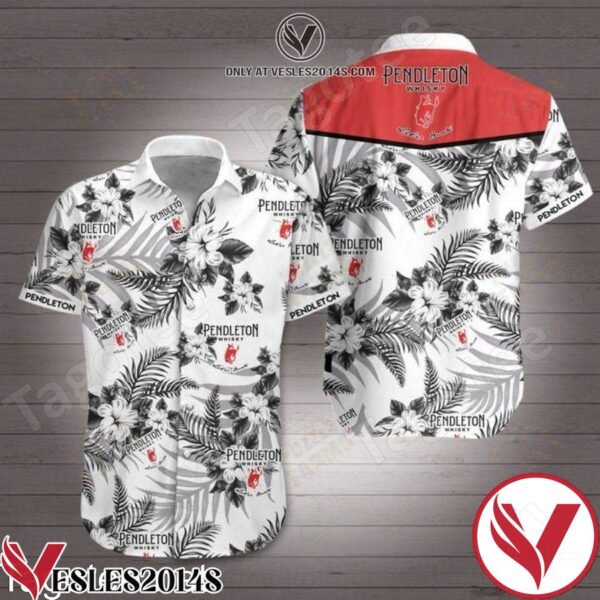 Pendleton Whisky Black Tropical Floral White Hawaiian Shirt, Unique Gifts For Friends - Vesles2014S 1