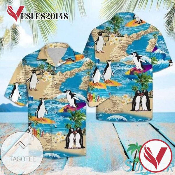 Penguin Lover Hawaiian Graphic Print Short Sleeve Hawaiian Casual Shirt Vesles2014S 1