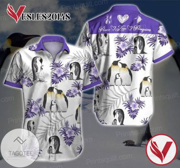 Penguins Lovers Hawaiian Graphic Print Short Sleeve Hawaiian Casual Shirt Vesles2014S 1