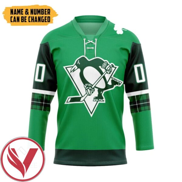 Penguins St. Patrick's Day Custom Name Custom Number Hockey Jersey, Trending Gifts For Fans - Vesles2014s