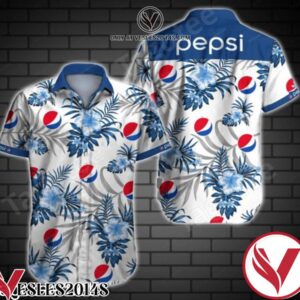 Pepsi Blue Tropical Floral White Hawaiian Shirt, Unique Gifts For Friends - Vesles2014S 1