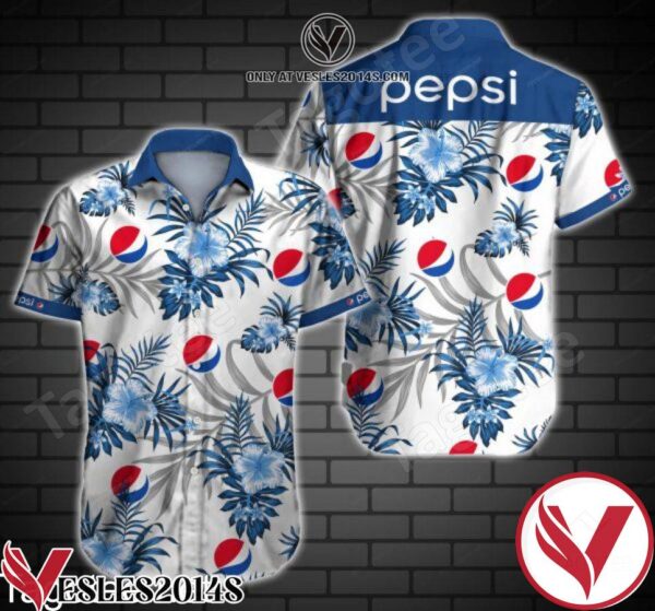 Pepsi Blue Tropical Floral White Hawaiian Shirt, Unique Gifts For Friends - Vesles2014S 1