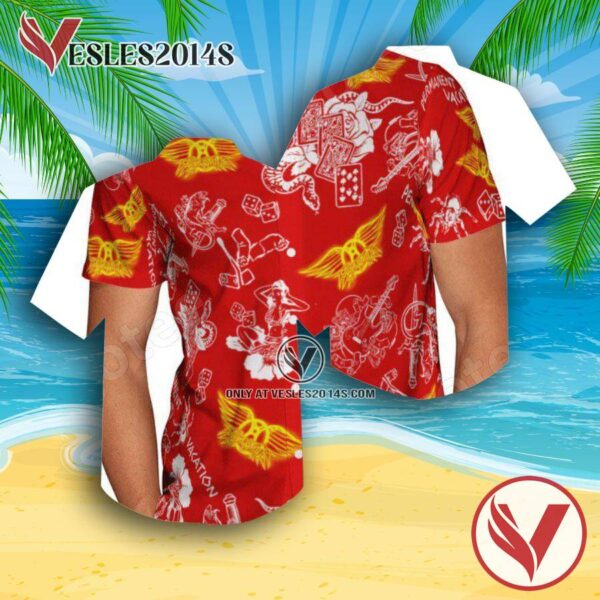 Permanent Vacation Album Aerosmith Rock Band Red Hawaiian Shirt And Short, Unique Gifts For Music Lovers - Vesles2014S