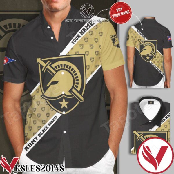 Personalized Army Black Knights Big Logo Gray Hawaiian Shirt And Short, Unique Gifts For Friends - Vesles2014S 1