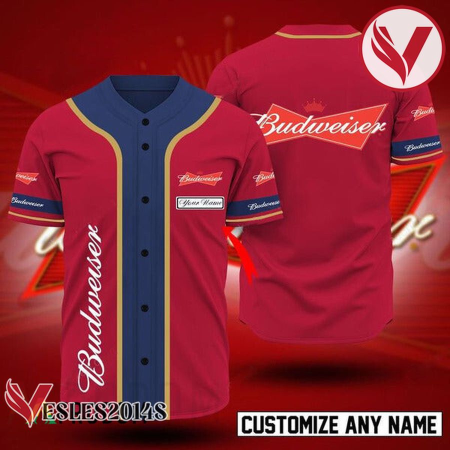 Personalized Basic Budweiser Baseball Jersey, Perfect Gifts For Fans - Vesles2014S
