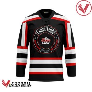 Personalized Black Born To Drink Coors Light and Play Hockey Jersey - Vesles2014S 1