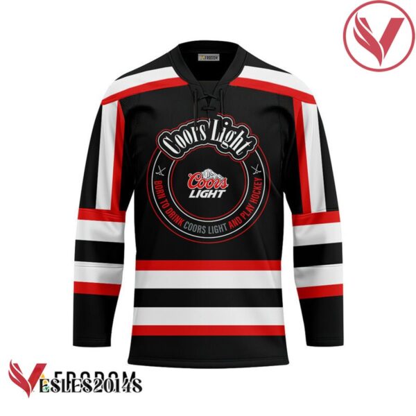 Personalized Black Born To Drink Coors Light and Play Hockey Jersey - Vesles2014S 1