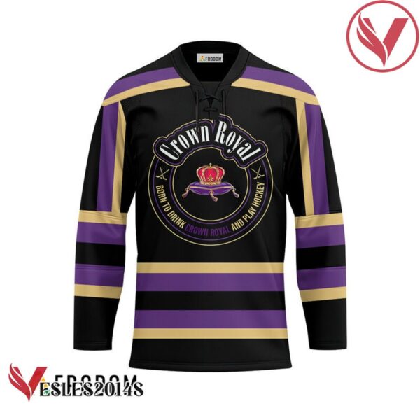 Personalized Black Born To Drink Crown Royal and Play Hockey Jersey - Vesles2014S 1