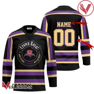 Personalized Black Born To Drink Crown Royal and Play Hockey Jersey - Vesles2014S