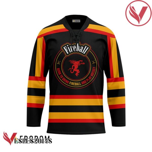 Personalized Black Born To Drink Fireball Whiskey and Play Hockey Jersey - Vesles2014S 1