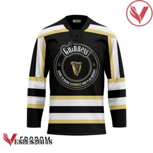 Personalized Black Born To Drink Guinness Beer and Play Hockey Jersey - Vesles2014S 1
