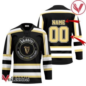 Personalized Black Born To Drink Guinness Beer and Play Hockey Jersey - Vesles2014S