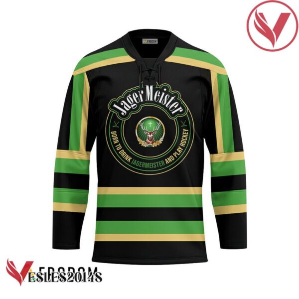 Personalized Black Born To Drink Jagermeister and Play Hockey Jersey - Vesles2014S 1