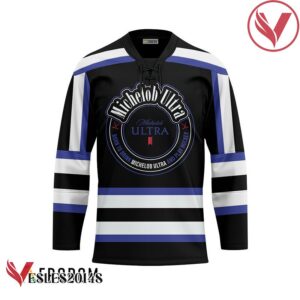 Personalized Black Born To Drink Michelob ULTRA and Play Hockey Jersey - Vesles2014S 1