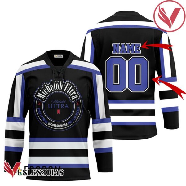 Personalized Black Born To Drink Michelob ULTRA and Play Hockey Jersey - Vesles2014S