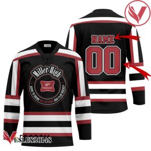Personalized Black Born To Drink Miller High Life and Play Hockey Jersey - Vesles2014S