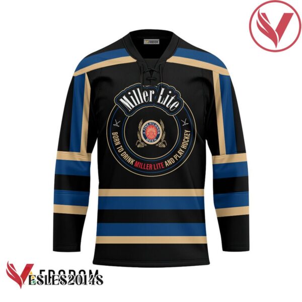 Personalized Black Born To Drink Miller Lite and Play Hockey Jersey - Vesles2014S 1