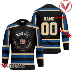 Personalized Black Born To Drink Miller Lite and Play Hockey Jersey - Vesles2014S