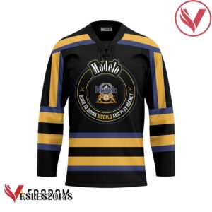 Personalized Black Born To Drink Modelo Beer and Play Hockey Jersey - Vesles2014S 1