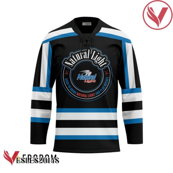 Personalized Black Born To Drink Natural Light and Play Hockey Jersey - Vesles2014S 1