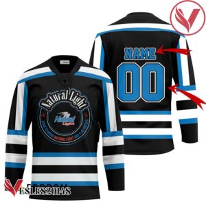 Personalized Black Born To Drink Natural Light and Play Hockey Jersey - Vesles2014S