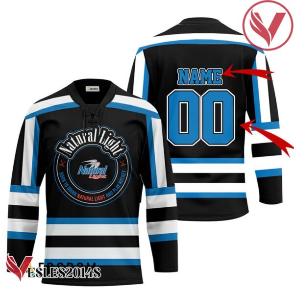 Personalized Black Born To Drink Natural Light and Play Hockey Jersey - Vesles2014S