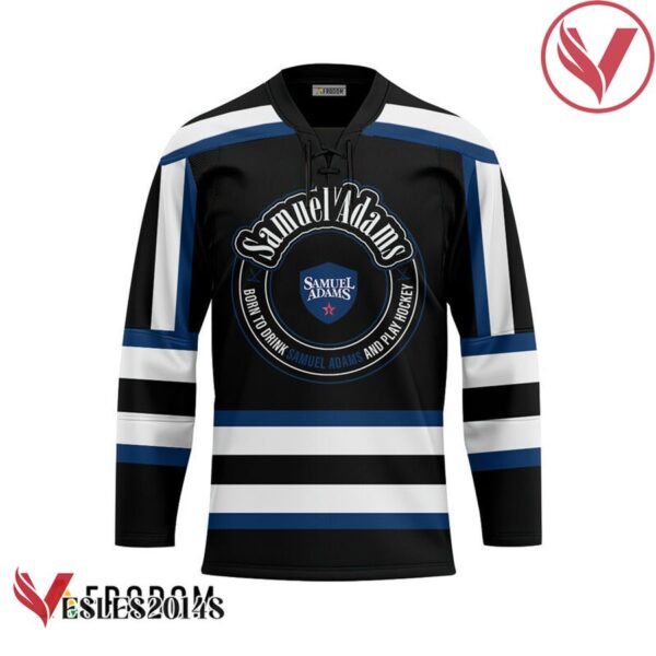 Personalized Black Born To Drink Samuel Adams and Play Hockey Jersey - Vesles2014S 1