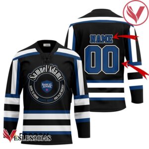 Personalized Black Born To Drink Samuel Adams and Play Hockey Jersey - Vesles2014S