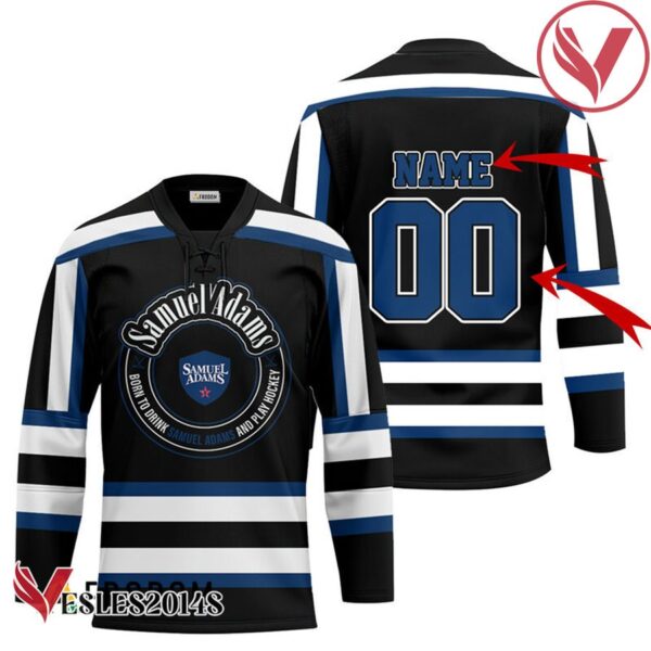 Personalized Black Born To Drink Samuel Adams and Play Hockey Jersey - Vesles2014S