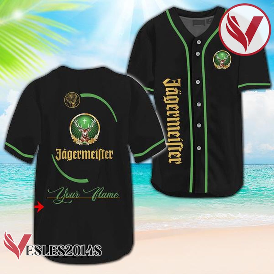 Personalized Black Jagermeister Baseball Jersey, Perfect Gifts For Fans - Vesles2014S