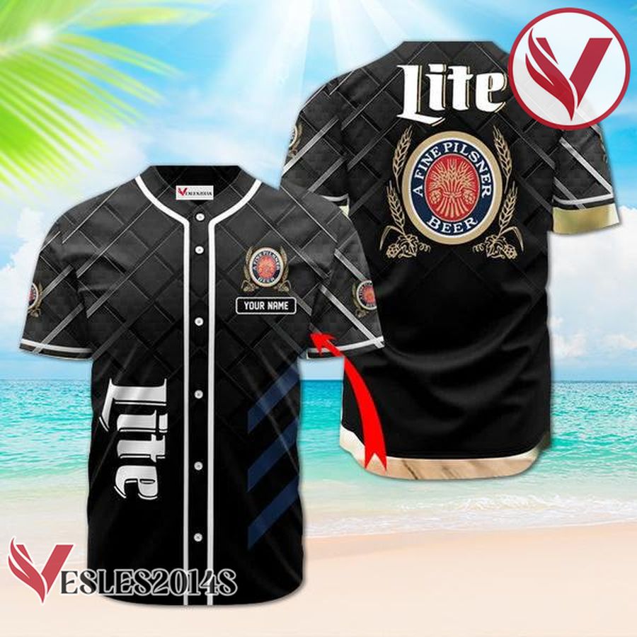 Personalized Black Miller Lite Baseball Jersey, Perfect Gifts For Fans - Vesles2014S