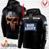 Personalized Black USA Flag Skull Bud Light Hoodie - Vesles2014S