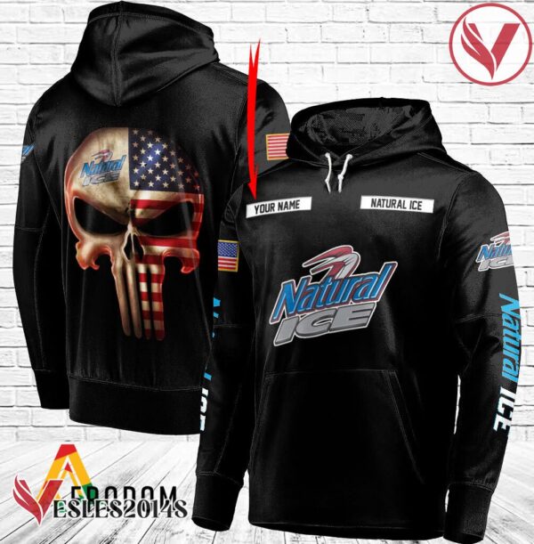 Personalized Black USA Flag Skull Natural Ice Hoodie - Vesles2014S