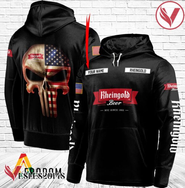 Personalized Black USA Flag Skull Rheingold Brewery Hoodie - Vesles2014S