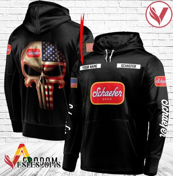 Personalized Black USA Flag Skull Schaefer Beer Hoodie - Vesles2014S