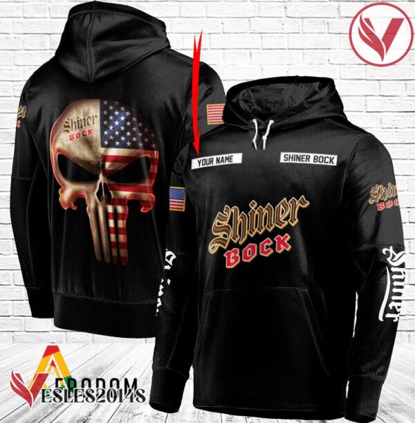 Personalized Black USA Flag Skull Shiner Bock Beer Hoodie - Vesles2014S