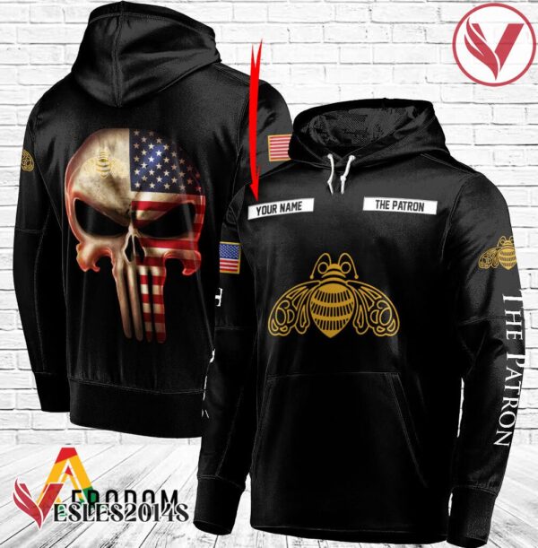 Personalized Black USA Flag Skull The Patron Hoodie - Vesles2014S