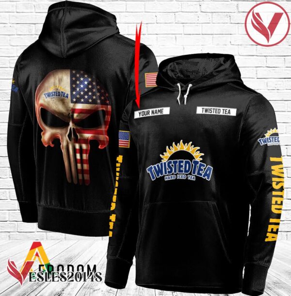 Personalized Black USA Flag Skull Twisted Tea Hoodie - Vesles2014S