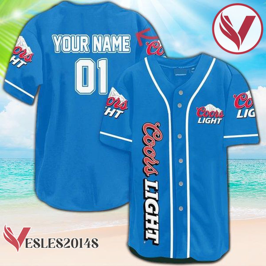 Personalized Blue Coors Light Beer Baseball Jersey, Perfect Gifts For Fans - Vesles2014S