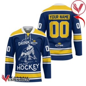 Personalized Born To Drink Corona Extra and Play Hockey Jersey - Vesles2014S