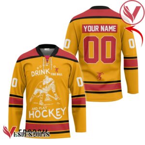 Personalized Born To Drink Fireball Whiskey and Play Hockey Jersey - Vesles2014S